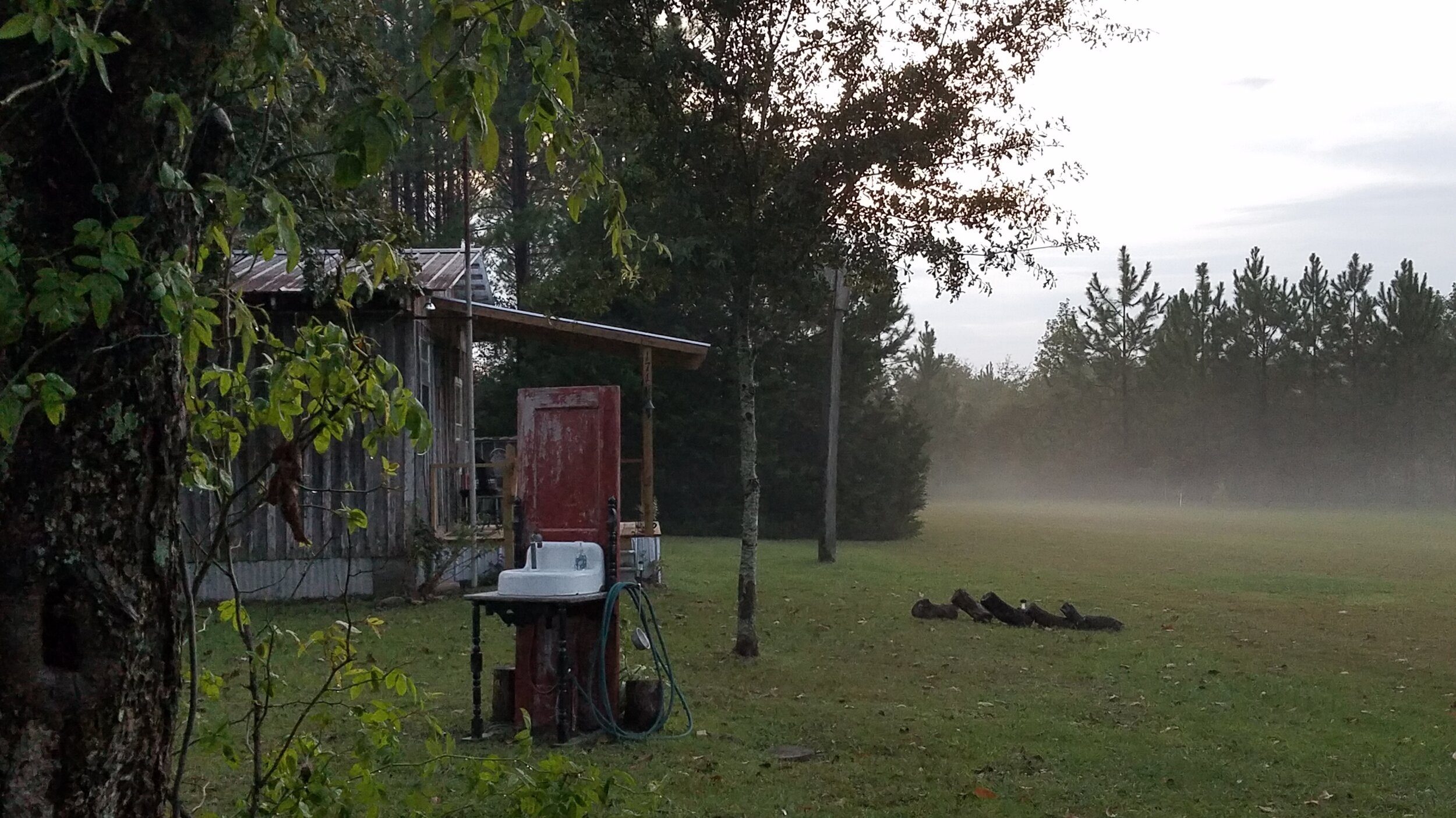 The Rabbit Box Cabin on a foggy morning